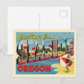 ヴィンテージ "Greetings from Seaside, Oregon" ポストカード (正面/裏面)