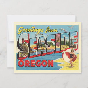 ヴィンテージ "Greetings from Seaside, Oregon" ポストカード
