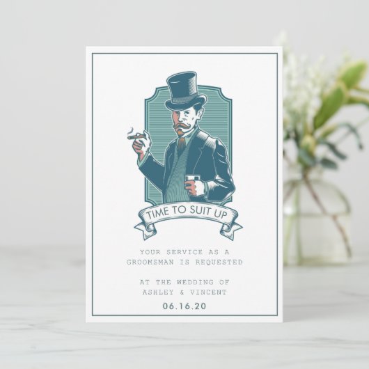 ヴィンテージ | Groomsmanリクエストカード 招待状 (スタンド正面)