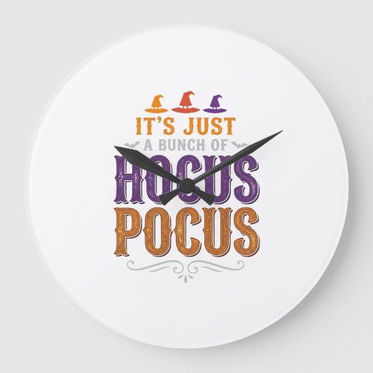 ヴィンテージ Hocus Pocus ハロウィン タイポグラフィーデザイン_1 ラージ壁時計 (正面)