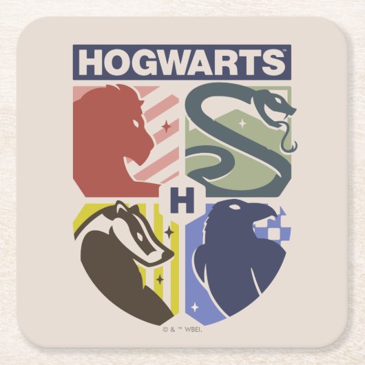 ヴィンテージ HOGWARTS™スタンプクレス スクエアペーパーコースター (正面)