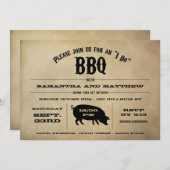 ヴィンテージ "I Do" BBQ リハーサルディナー招待状 招待状 (正面/裏面)