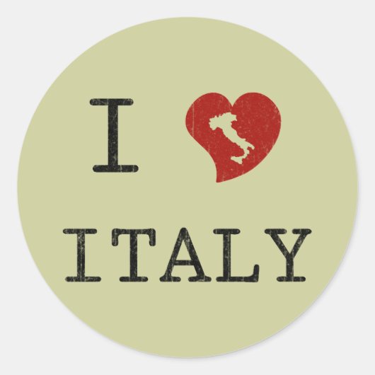 ヴィンテージ I Love Italy ラウンドシール (正面)