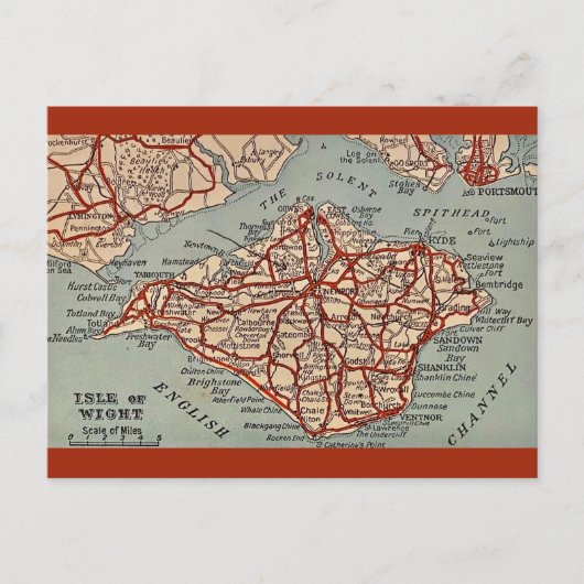 ヴィンテージ Isle of Wight 地図ポストカード ポストカード (正面)