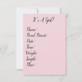 ヴィンテージ「Just Arrived」の少女誕生の発表 招待状 (裏面)