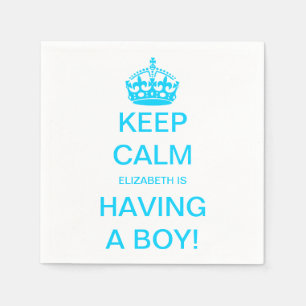 ヴィンテージ Keep Calm 青い少年 ベイビーシャワー スタンダードカクテルナプキン