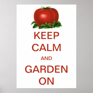 ヴィンテージ Keep Calm and Garden On トマト ポスター