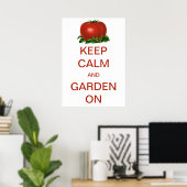 ヴィンテージ Keep Calm and Garden On トマト ポスター (ホームオフィス)