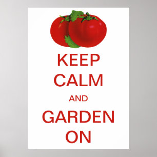 ヴィンテージ Keep Calm and Garden On トマト ポスター