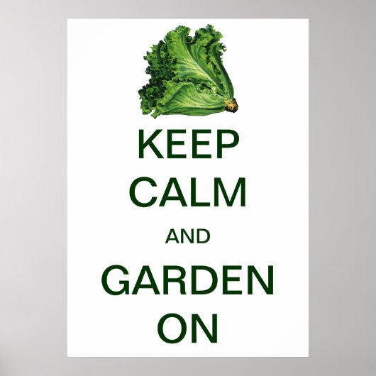 ヴィンテージ Keep Calm and Garden On レタス ポスター (正面)