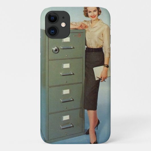 ヴィンテージ「Lady & Her Filing Cabinet」 iPhone 11ケース Case-Mate iPhoneケース (裏面)