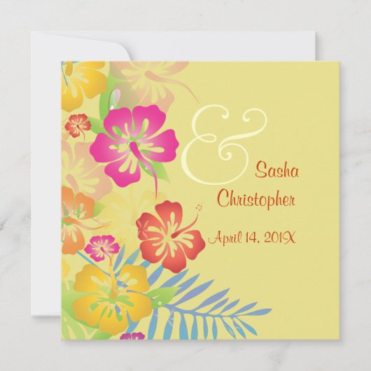 ヴィンテージ/Leis/ルアウ（ハワイ式宴会）/ハイビスカスウェディング招待状 招待状 (正面)