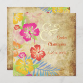 ヴィンテージ/Leis/ルアウ（ハワイ式宴会）/ハイビスカスウェディング招待状 招待状 (正面/裏面)