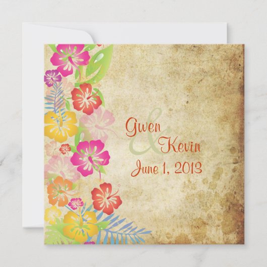 ヴィンテージ/Leis/ルアウ(ハワイ式宴会)/ハイビスカスウェディング招待状 招待状 (正面)