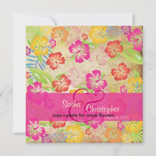 ヴィンテージ/Leis/ルアウ（ハワイ式宴会）/ハイビスカスウェディング招待状 招待状 (正面)