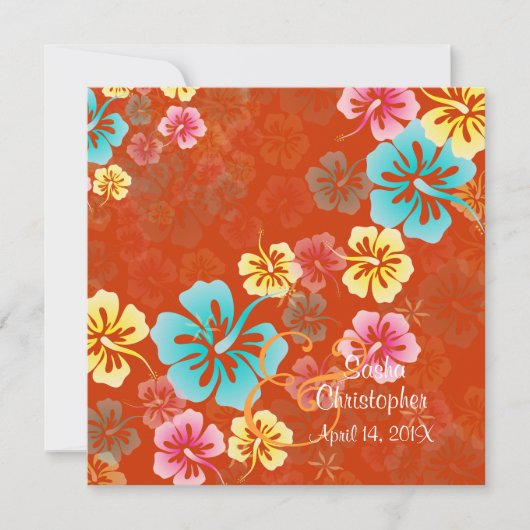 ヴィンテージ/Leis/ルアウ（ハワイ式宴会）/ハイビスカスウェディング招待状 招待状 (正面)