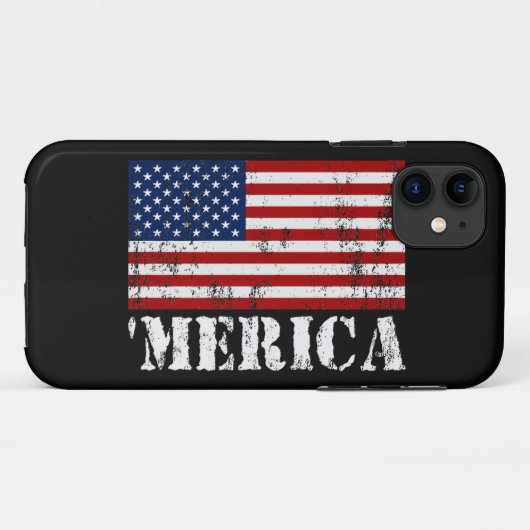 ヴィンテージ「MERICA米国の旗のiPhone 5の場合 Case-Mate iPhoneケース (裏面(横))
