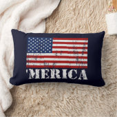 ヴィンテージ「MERICA米国の旗のLumbarの装飾用クッション ランバークッション (ブランケット)