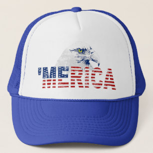 ヴィンテージ「MERICA米国の旗及びワシのトラック運転手の帽子 キャップ