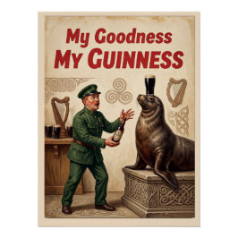 ヴィンテージ "My Goodness My Guinness" アシカ プレミアム ポスター