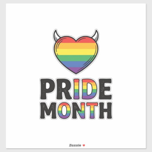 ヴィンテージ Pride Month ツ角 ハート Tシャツ デザイン_1 シール (シート)