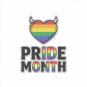 ヴィンテージ Pride Month ツ角 ハート Tシャツ デザイン_1 シール (正面)