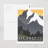 ヴィンテージ「See America」モンタナ旅行ポスター ポストカード (正面/裏面)