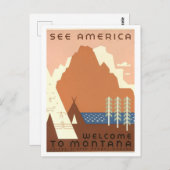 ヴィンテージ「See America」モンタナ旅行ポスター ポストカード (正面/裏面)