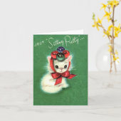 ヴィンテージ「Sitting Pretty」クリスマスキットン カード (黄色い花)