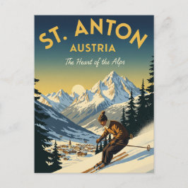 ヴィンテージ St. Anton Austria スキーヤー スキー ポストカード