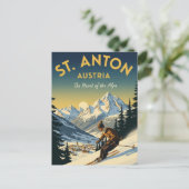ヴィンテージ St. Anton Austria スキーヤー スキー ポストカード (スタンド正面)