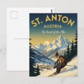 ヴィンテージ St. Anton Austria スキーヤー スキー ポストカード (正面/裏面)