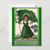 ヴィンテージ-St patricks day – 女性とシャムロック ポストカード (正面/裏面)