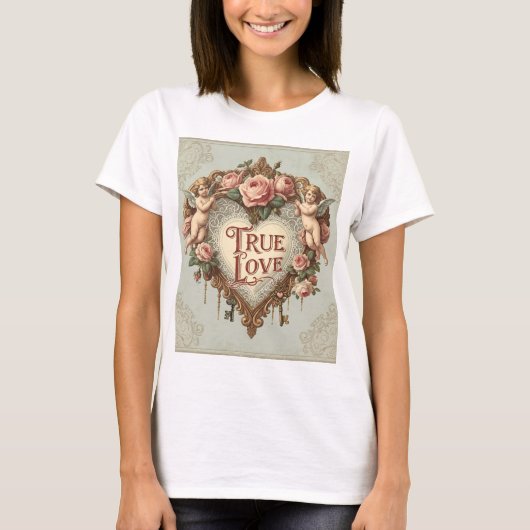 ヴィンテージ「True Love」ケルブとフローラTシャツ Tシャツ (正面)