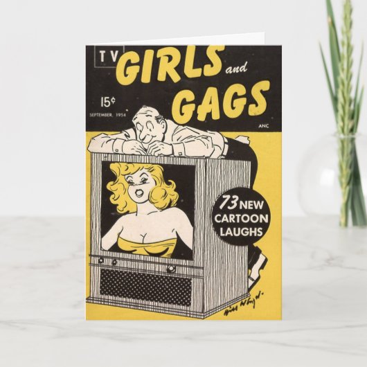 ヴィンテージ「TVガールズ・アンド・ガグズ」ノートカード サンキューカード (正面)