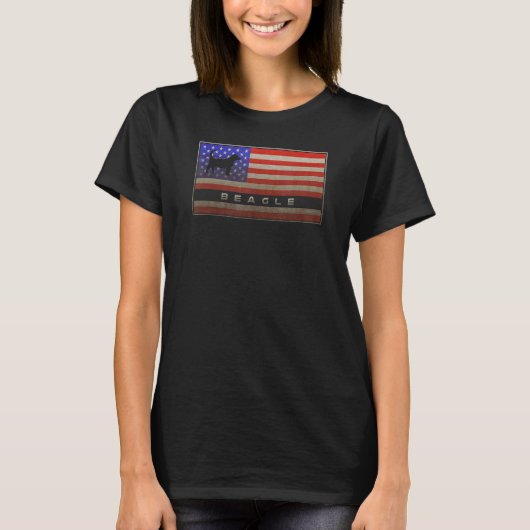 ヴィンテージ USA アメリカ国旗 ビーグル 犬 シルエット Tシャツ (正面)