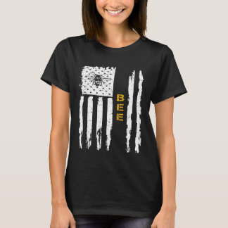 ヴィンテージ USA アメリカ国旗 蜂 養蜂家 シルエット Tシャツ