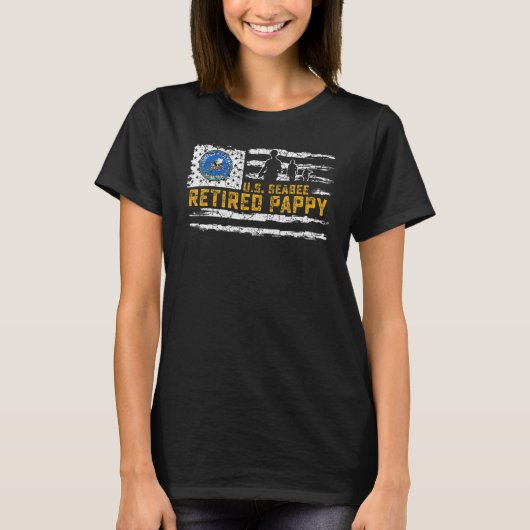ヴィンテージ USA アメリカ国旗 誇り高き退役アメリカ海軍 シービー Tシャツ (正面)
