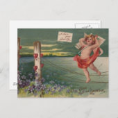 ヴィンテージ- Valentines Cherub - Love & Devience シーズンポストカード (正面/裏面)