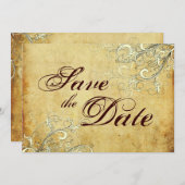 ヴィンテージ+ Vanilla Swarls Save the Date(日付を保存) セーブザデート (正面/裏面)