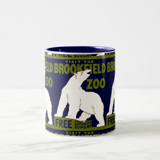 ヴィンテージ「Visit the Brookfield Zoo」 Polar Bear WPA ツートーンマグカップ (中央)