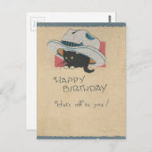 ヴィンテージ「What's Off To You」誕生日 ポストカード (正面/裏面)