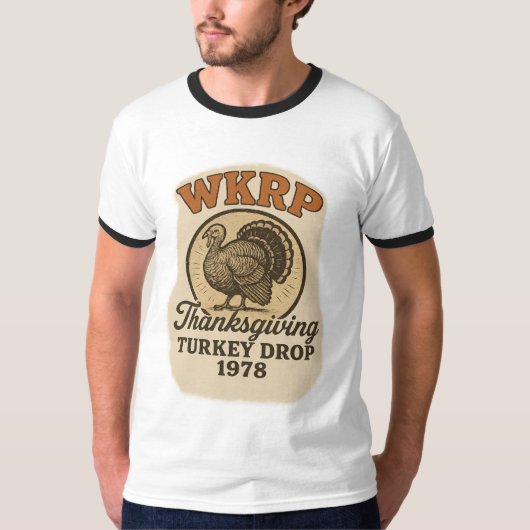ヴィンテージ WKRP 感謝祭の七面鳥落下 1978 レトロ G Tシャツ (正面)