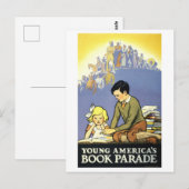 ヴィンテージ「Young America's Book Parade」ポスター ポストカード (正面/裏面)