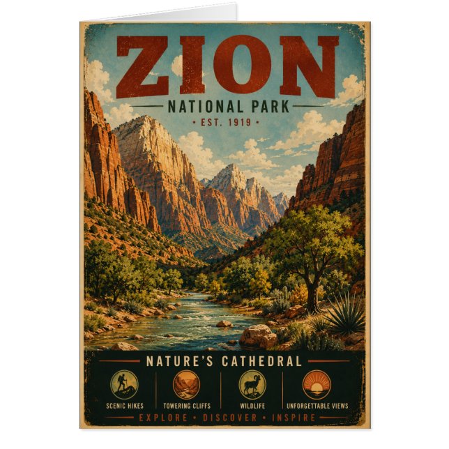 ヴィンテージ Zion National Park 風景ポスター (正面)