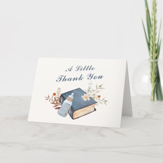 ヴィンテージA新しいチャプター本のボトル赤ちゃんシャワー サンキューカード (正面)