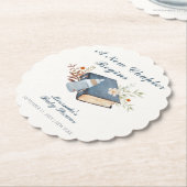 ヴィンテージA新しいチャプター本のボトル赤ちゃんシャワー ペーパーコースター (アングル)