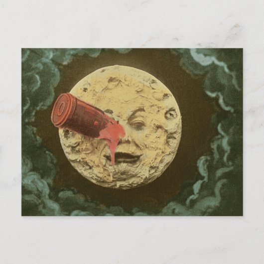 ヴィンテージA月見物静かはがき ポストカード (正面)