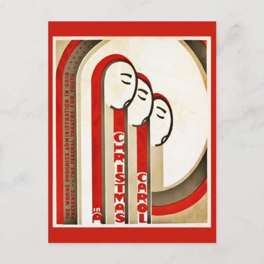 ヴィンテージA Christmas Carol restored WPA シーズンポストカード (正面)