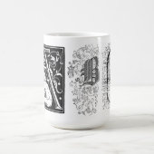 ヴィンテージABCドロップキャップレタリングタイポグラフィ コーヒーマグカップ (中央)
